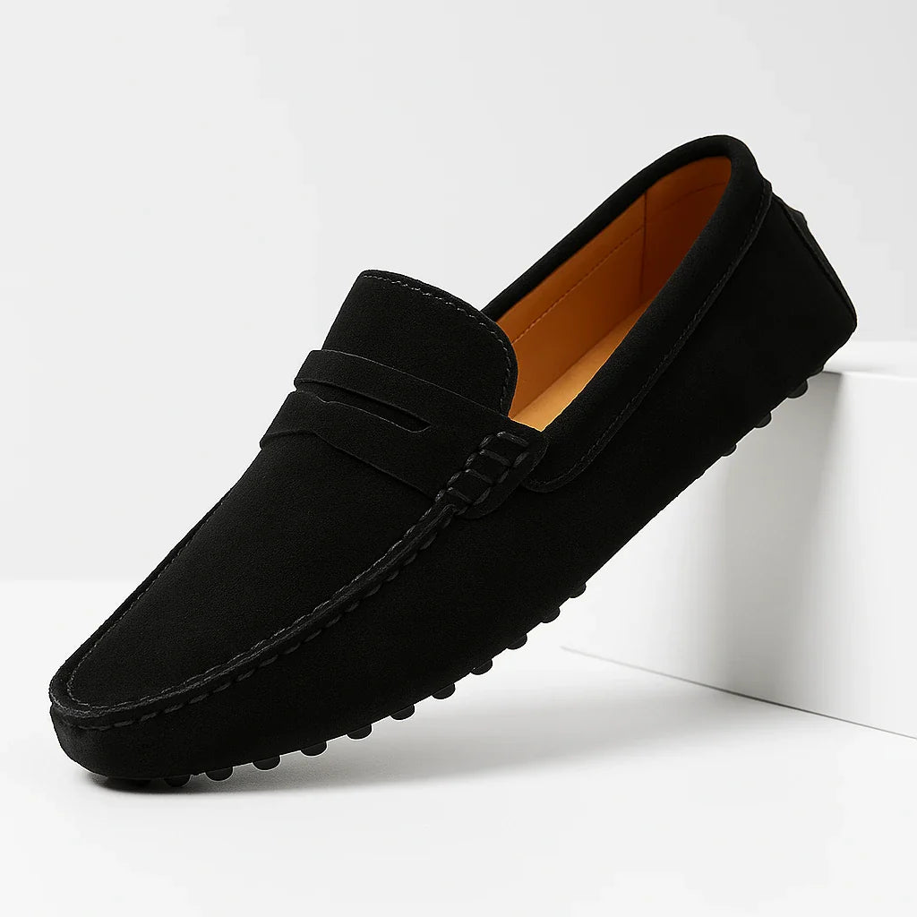 Mocassin Daim Noir Tres Confortable  - Homme
