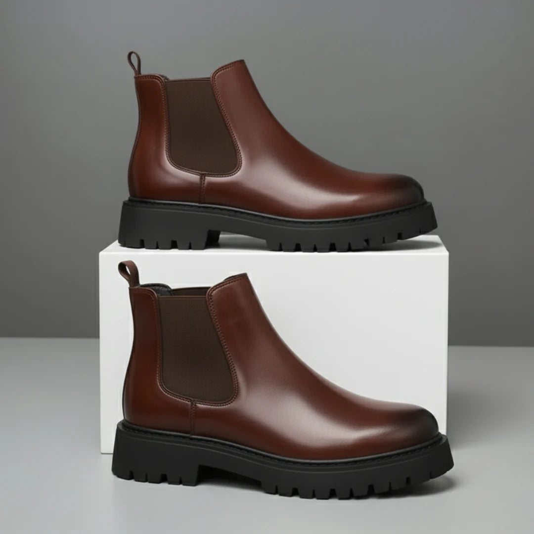 Boots Homme en Cuir  - Semelles Tres Confortable