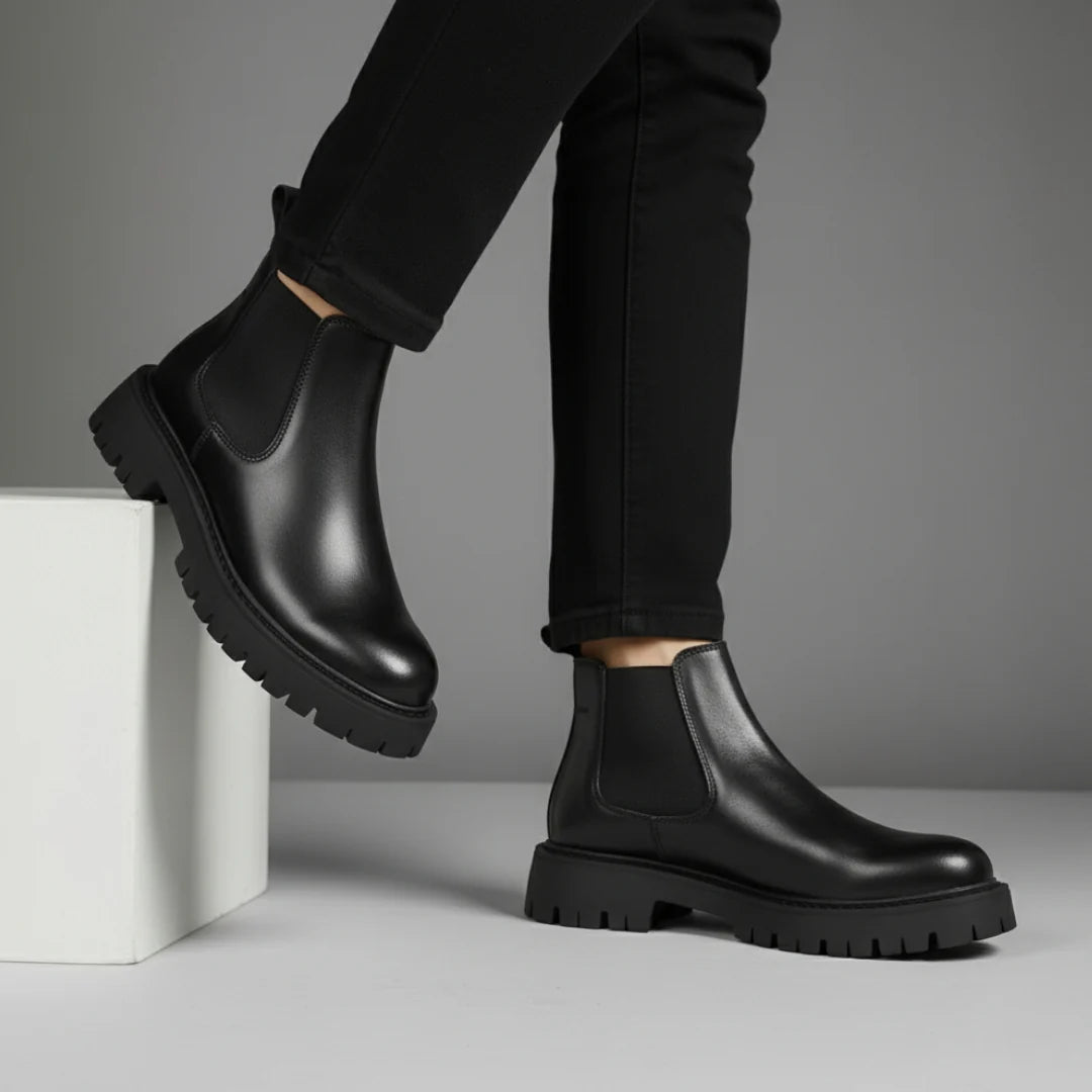 Boots Homme en Cuir  - Semelles Tres Confortable