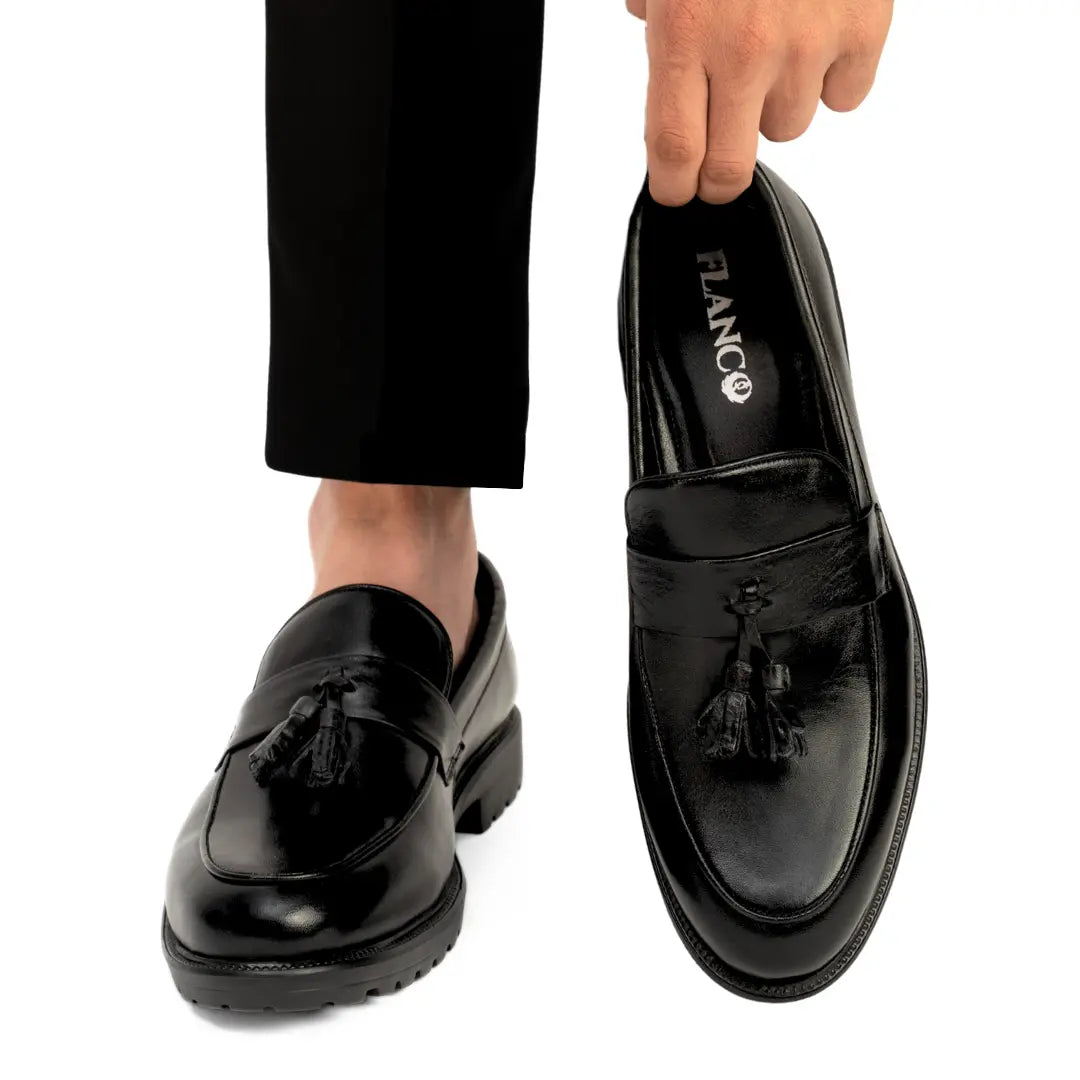 Mocassins Noir de Luxe Tres Confortable 100% Cuir