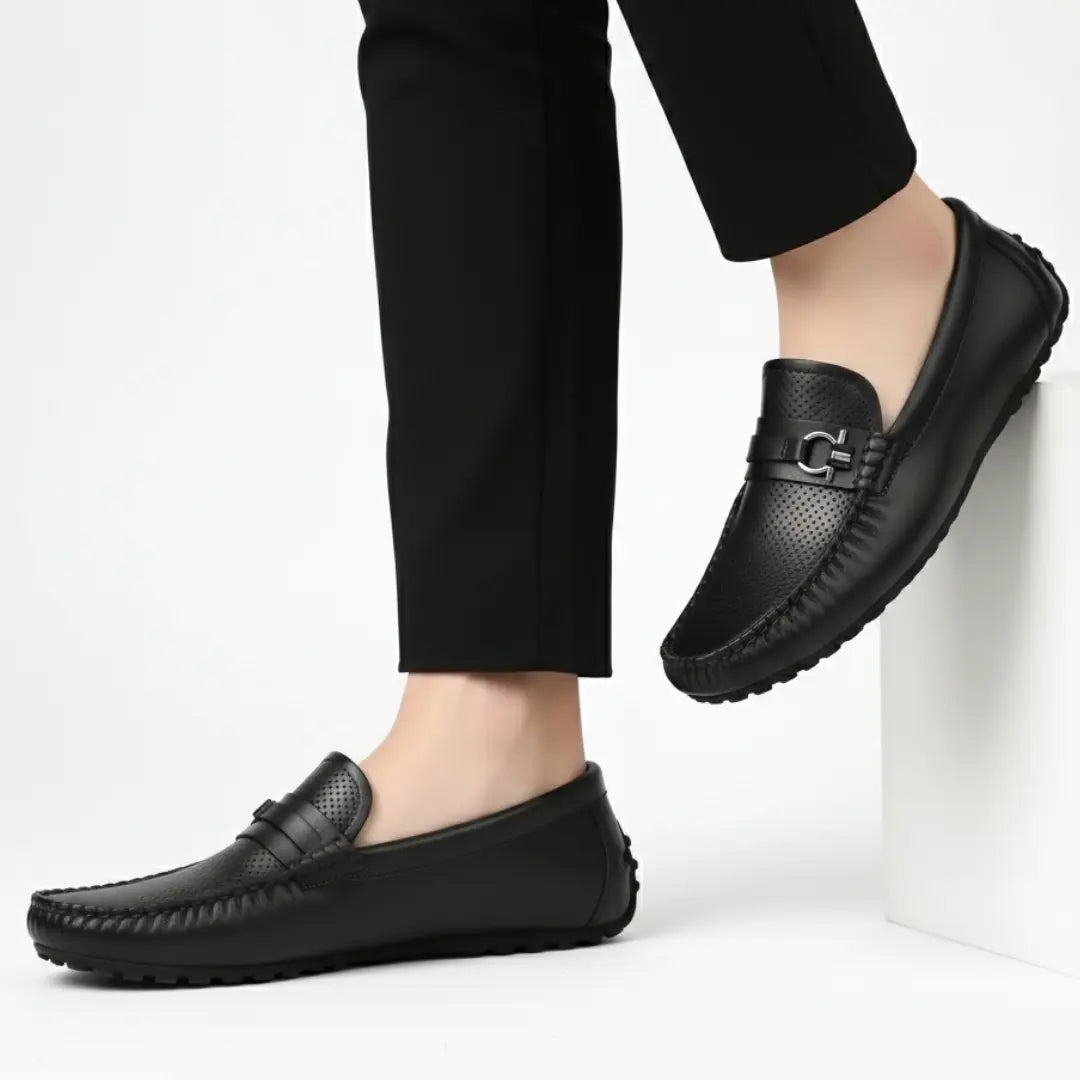 Mocassin Cuir de Luxe Tres Confortable