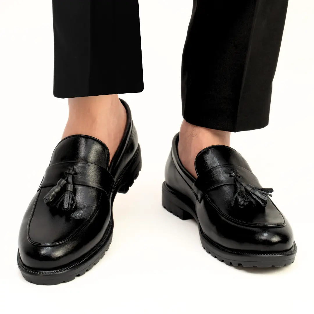 Mocassins Noir de Luxe Tres Confortable 100% Cuir