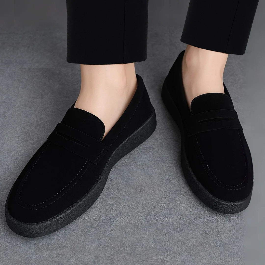 Mocassins Noir Daim de Luxe Tres Confortable