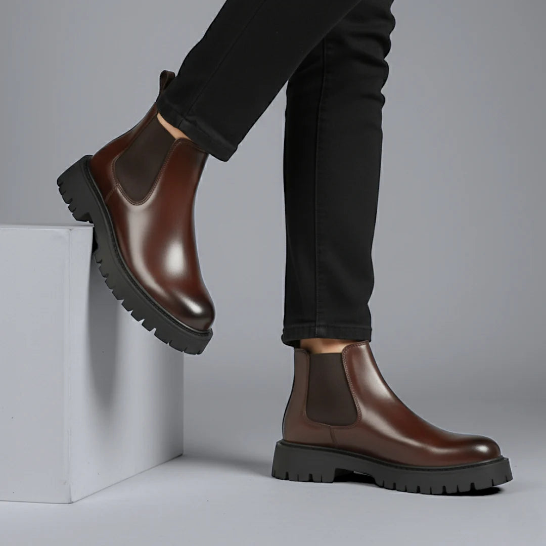 Boots Homme en Cuir  - Semelles Tres Confortable
