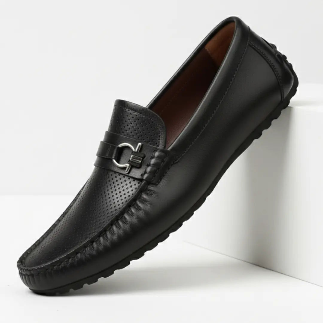 Mocassin Cuir de Luxe Tres Confortable