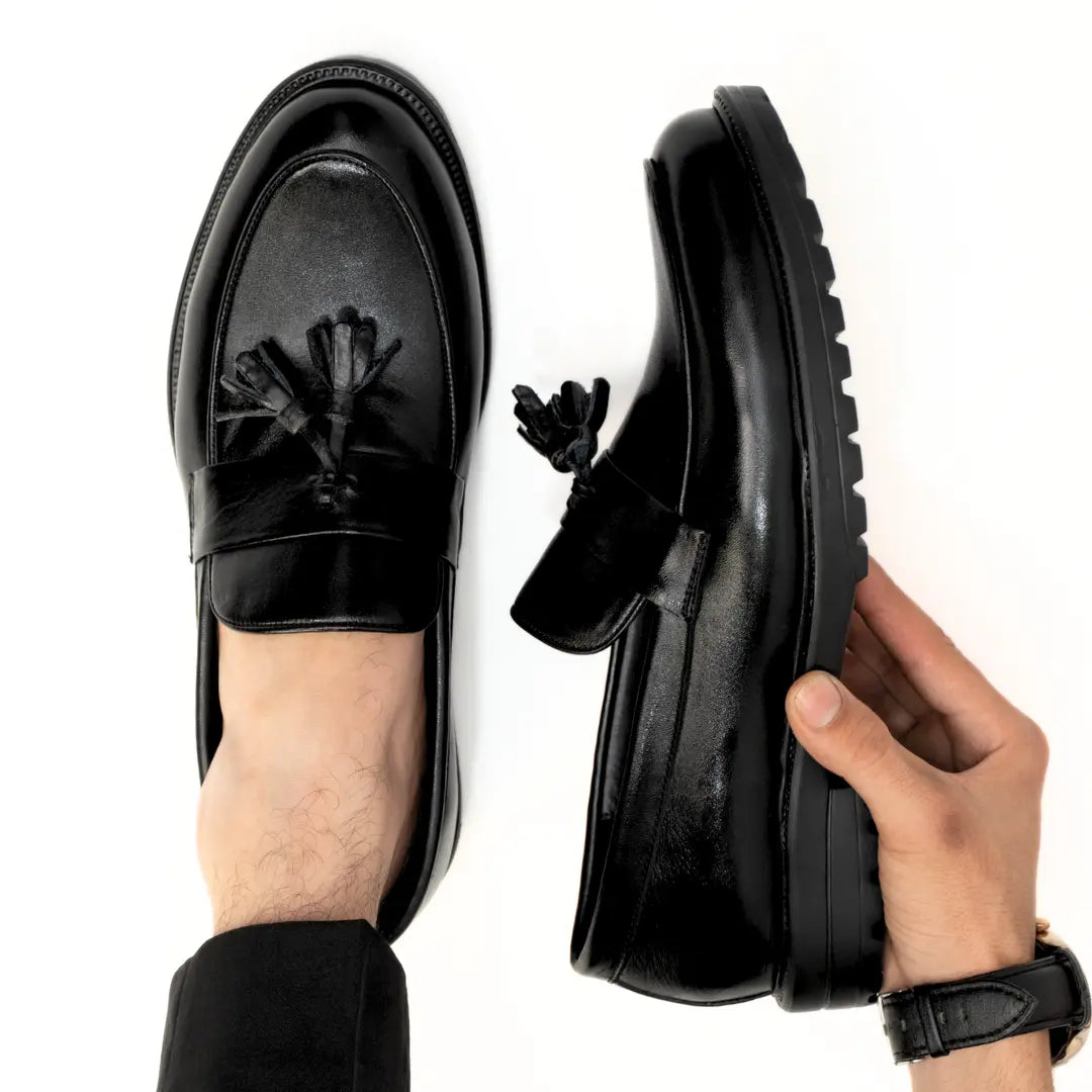 Mocassins Noir de Luxe Tres Confortable 100% Cuir