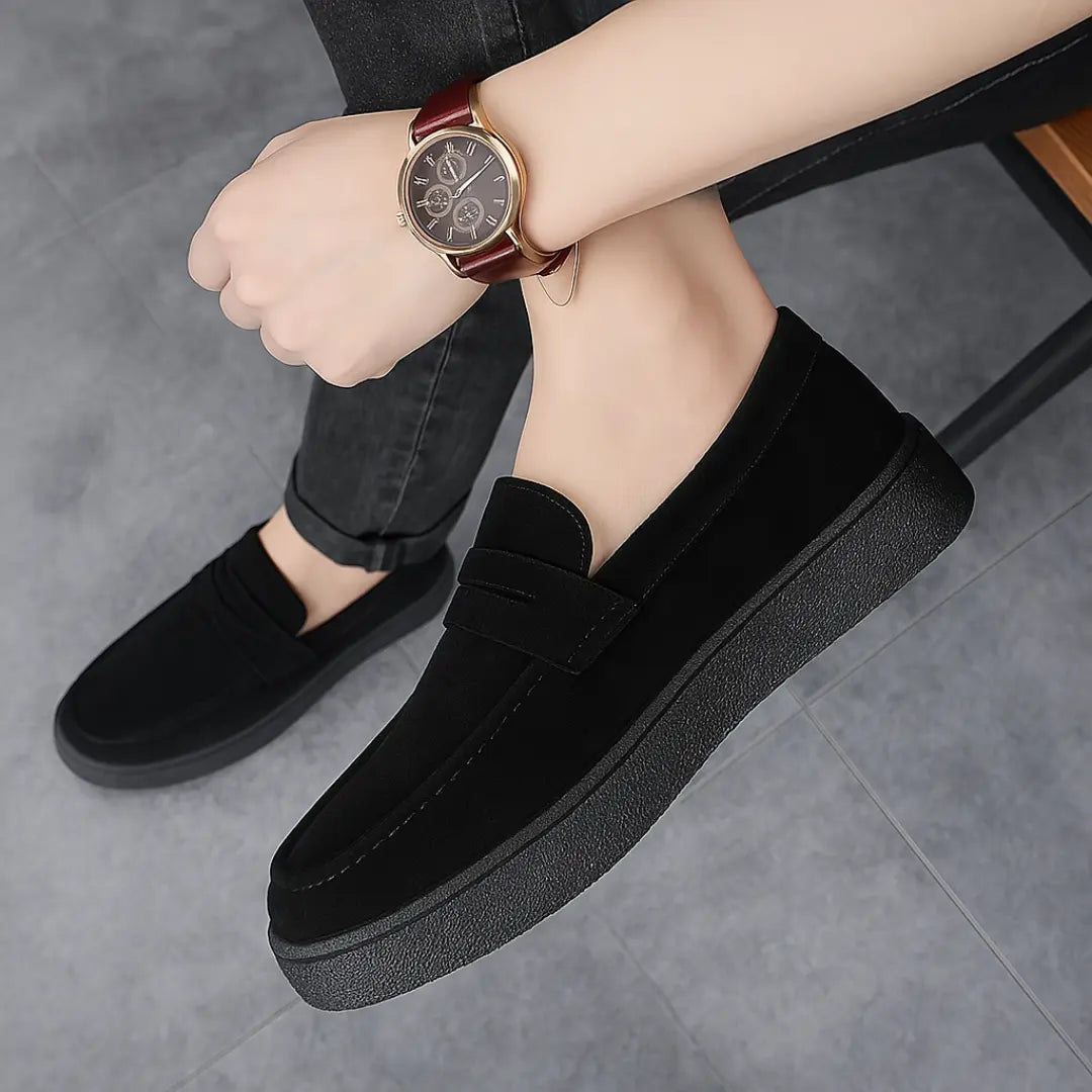 Mocassins Noir Daim de Luxe Tres Confortable