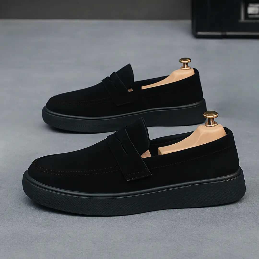 Mocassins Noir Daim de Luxe Tres Confortable