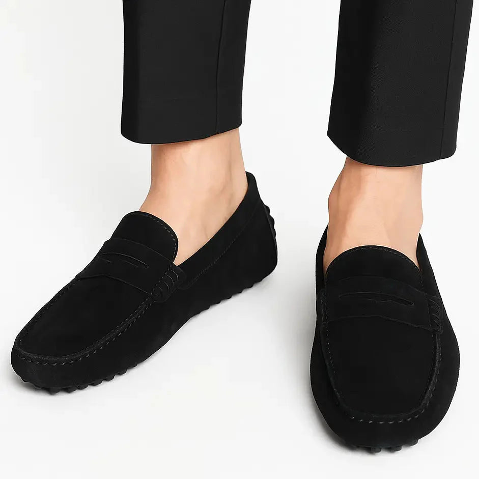 Mocassin Daim Noir Tres Confortable  - Homme