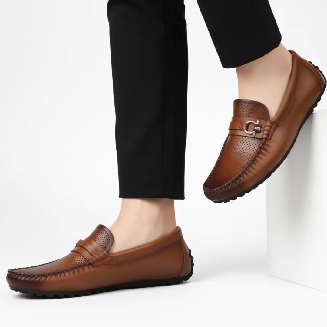 Mocassin Cuir de Luxe Tres Confortable