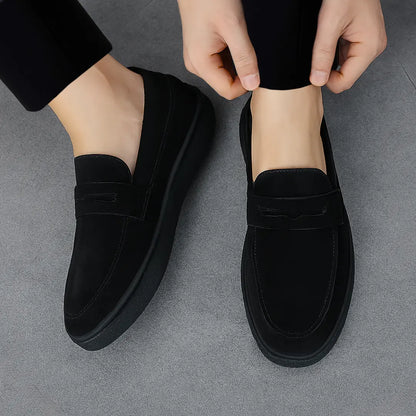 Mocassins Noir Daim de Luxe Tres Confortable