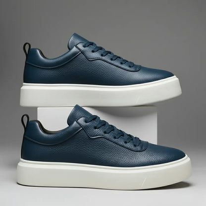Sneakers BleuMarine en Cuir Grainé  - Tres Confortable