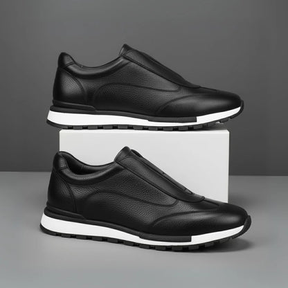Sneakers Noir en Cuir Grainé  - Tres Confortable