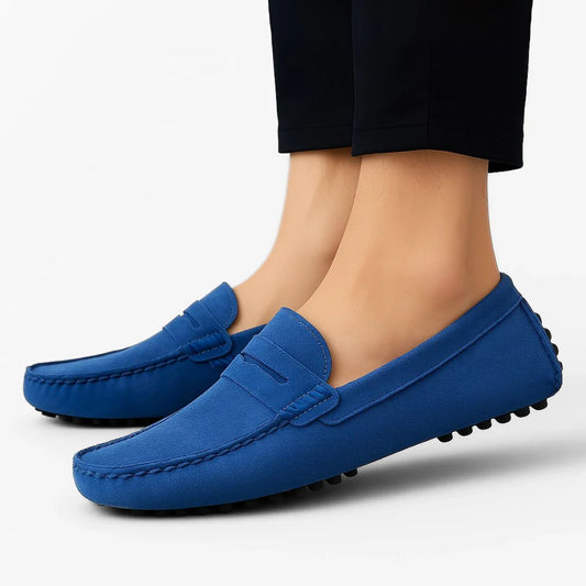 Mocassin Daim BleuCiel Tres Confortable - Homme