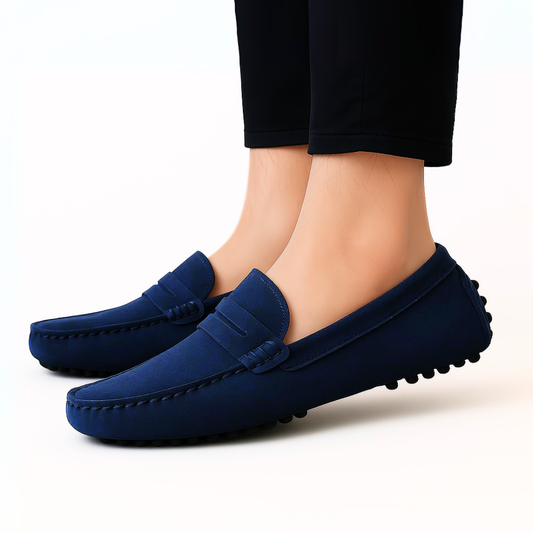 Mocassin Daim BleuMarine Tres Confortable - Homme
