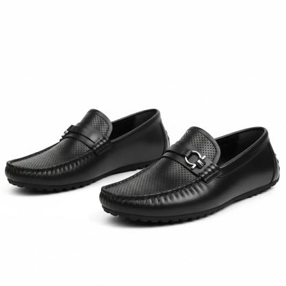 Mocassin Cuir Noir de Luxe Tres Confortable